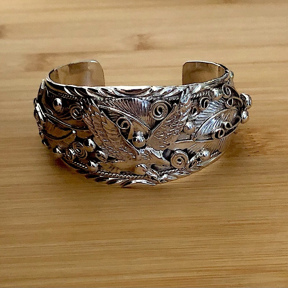 $318 Navajo Signed Running Bear Estate Cuff 77.58gr. Jimison Ben STERLING - Picture 8 of 10